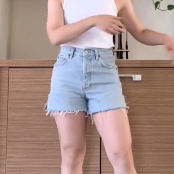 Frank and Oak Mom High Waisted Denim Shorts - Picture 1 of 8